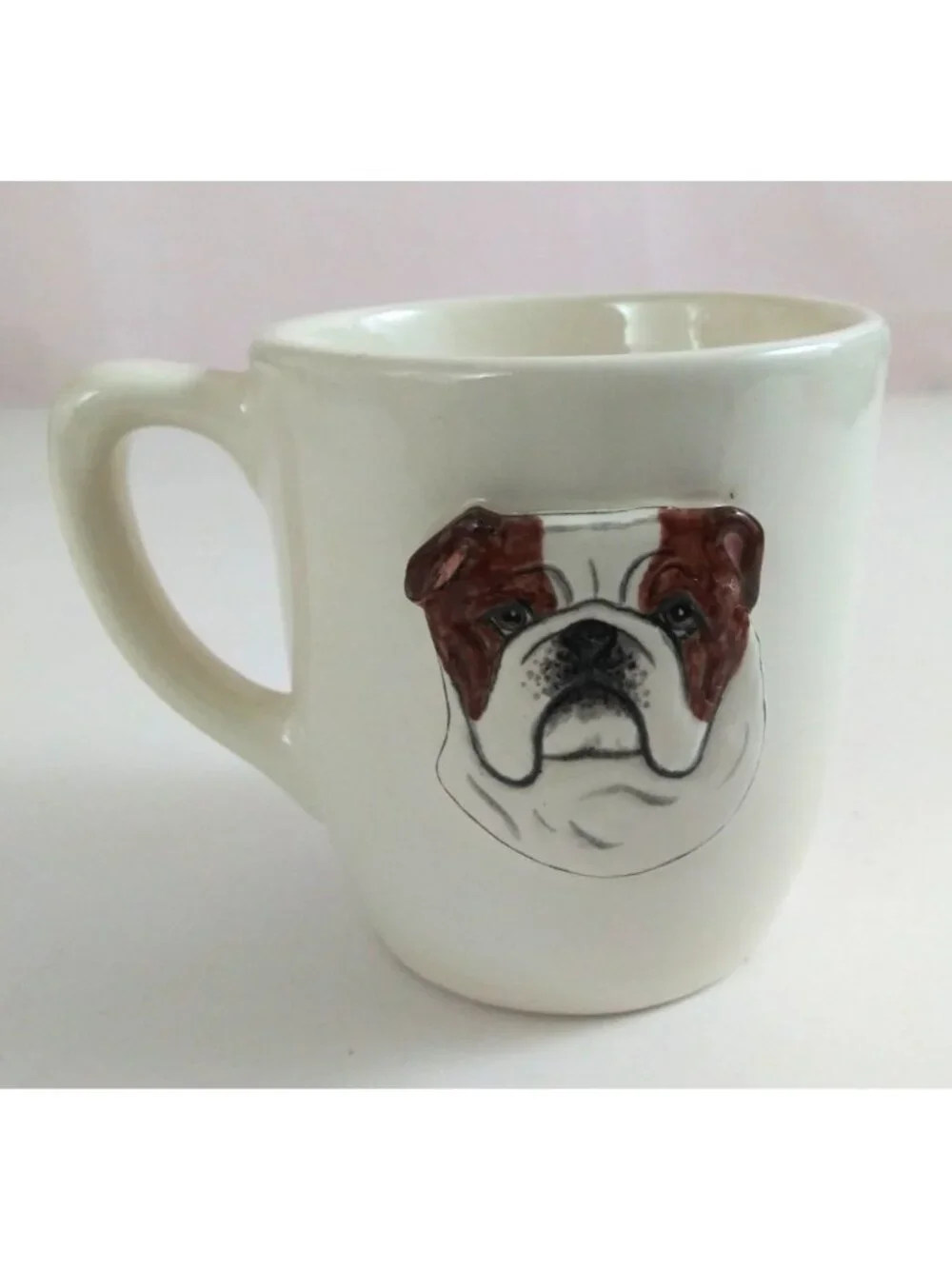 Vintage Svannoy 3D English Bulldog White Novelty Coffee Cup